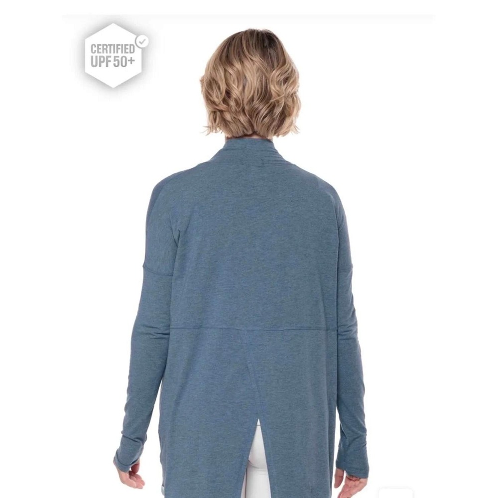 Coolibar Lumaleo Sun Wrap Women XL Blue UPF 50 Cardigan Vacation Beach Summer - Picture 4 of 11